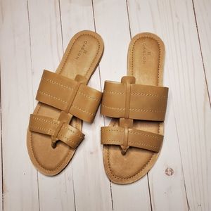 Caselon tan slide sandals 10M